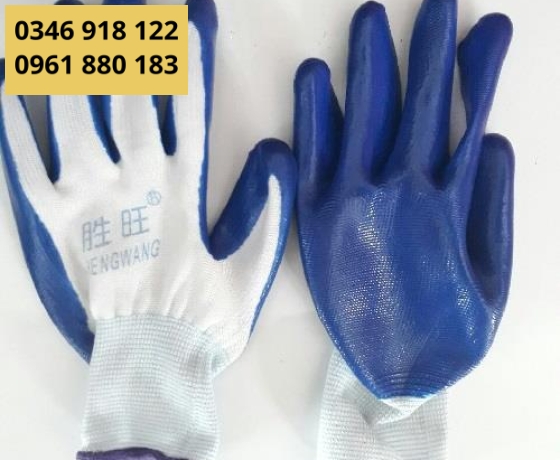 Găng tay bảo hộ lao động phủ sơn xanh